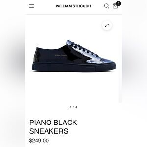 William Strouch Piano Black Low-Top Sneakers with Glossy Finish